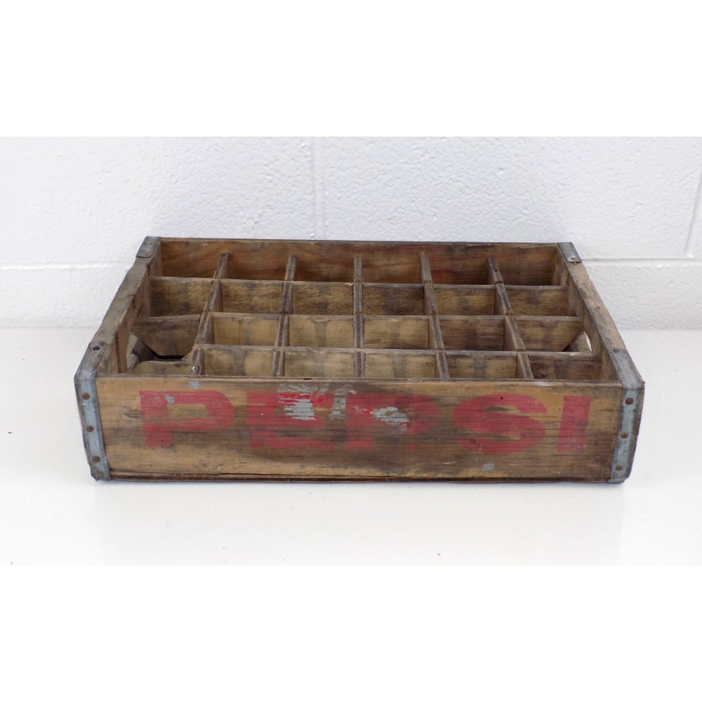 Pepsi Cola Wood Crate Case w/ Dividers Vintage - Rustic Craft Project